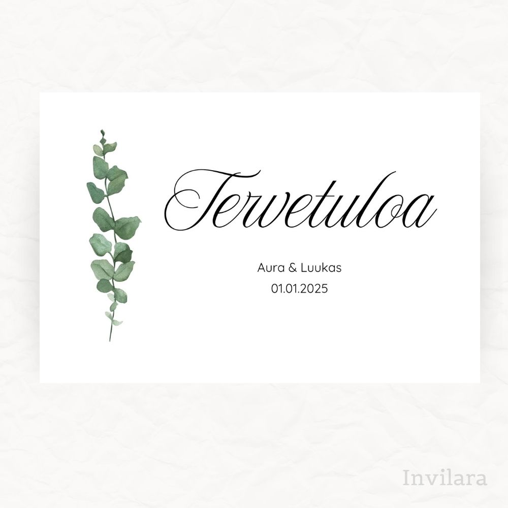 Helposti muokattava ja tulostettava häiden tervetuloa kyltti