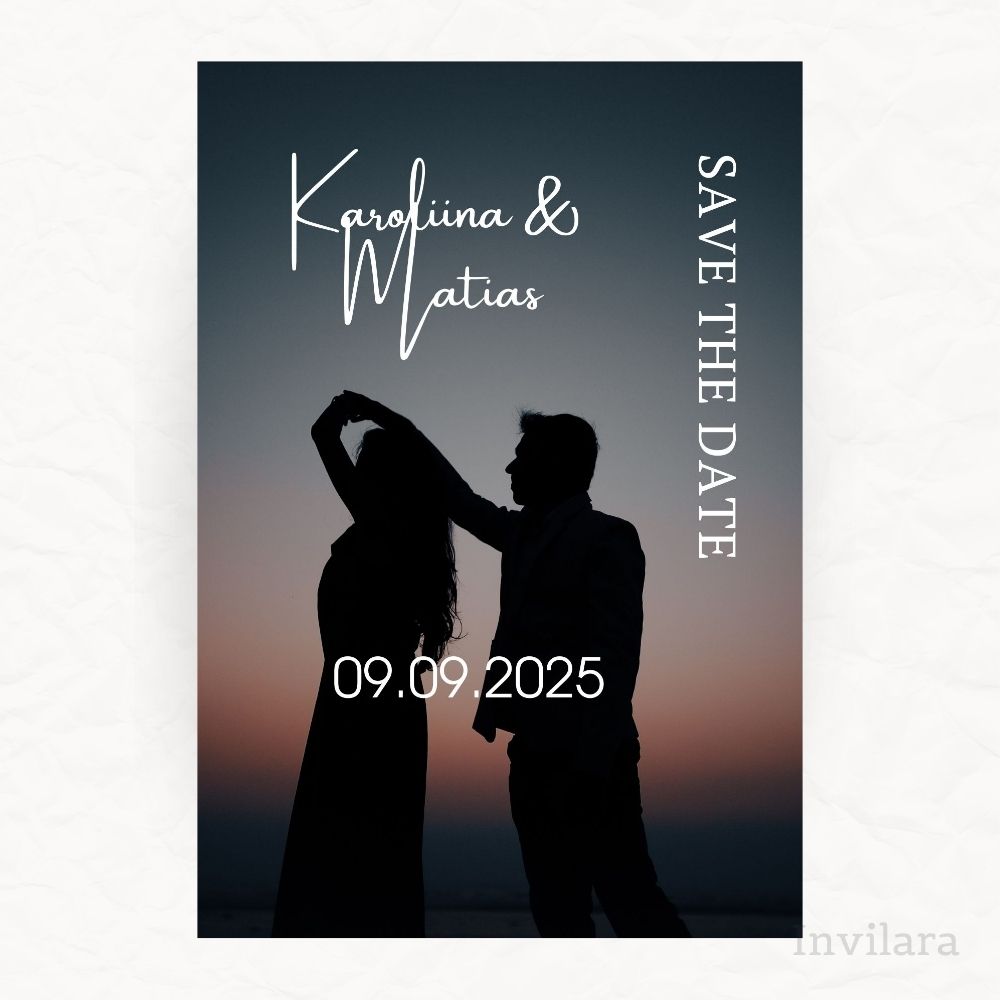 Muokattava ja tulostettava tai digitaalinen save the date kutsu ennen häitä