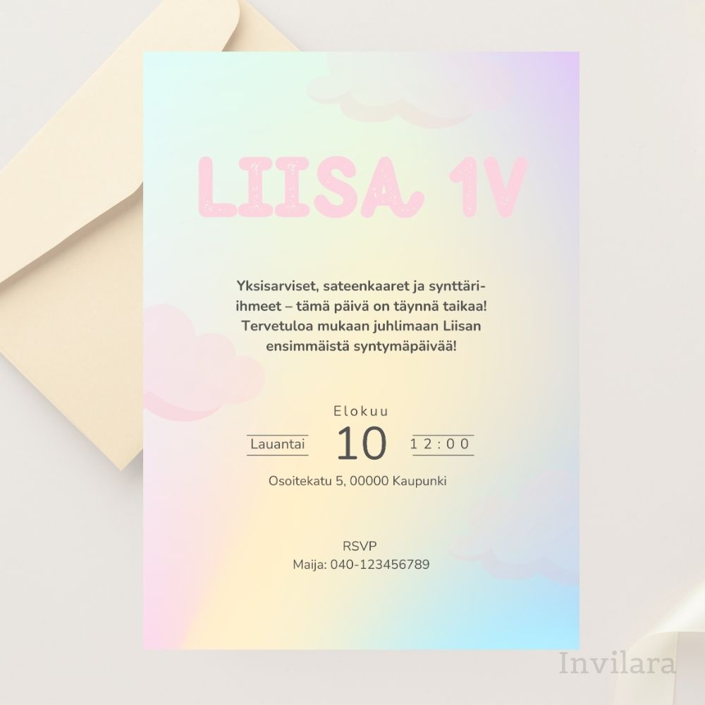 Lasten muokattavat ja tulostettavat tai digitaaliset syntymäpäiväkutsut