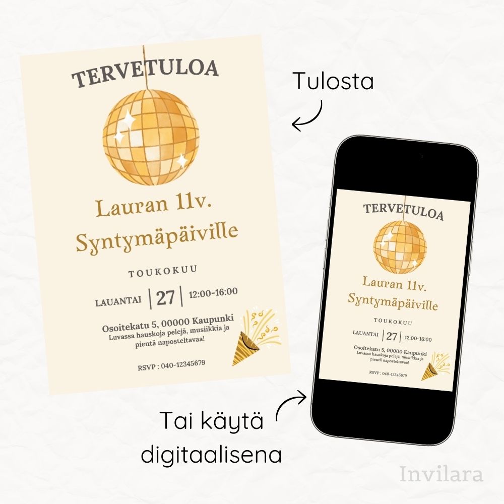 Lasten muokattavat ja tulostettavat tai digitaaliset syntymäpäiväkutsut