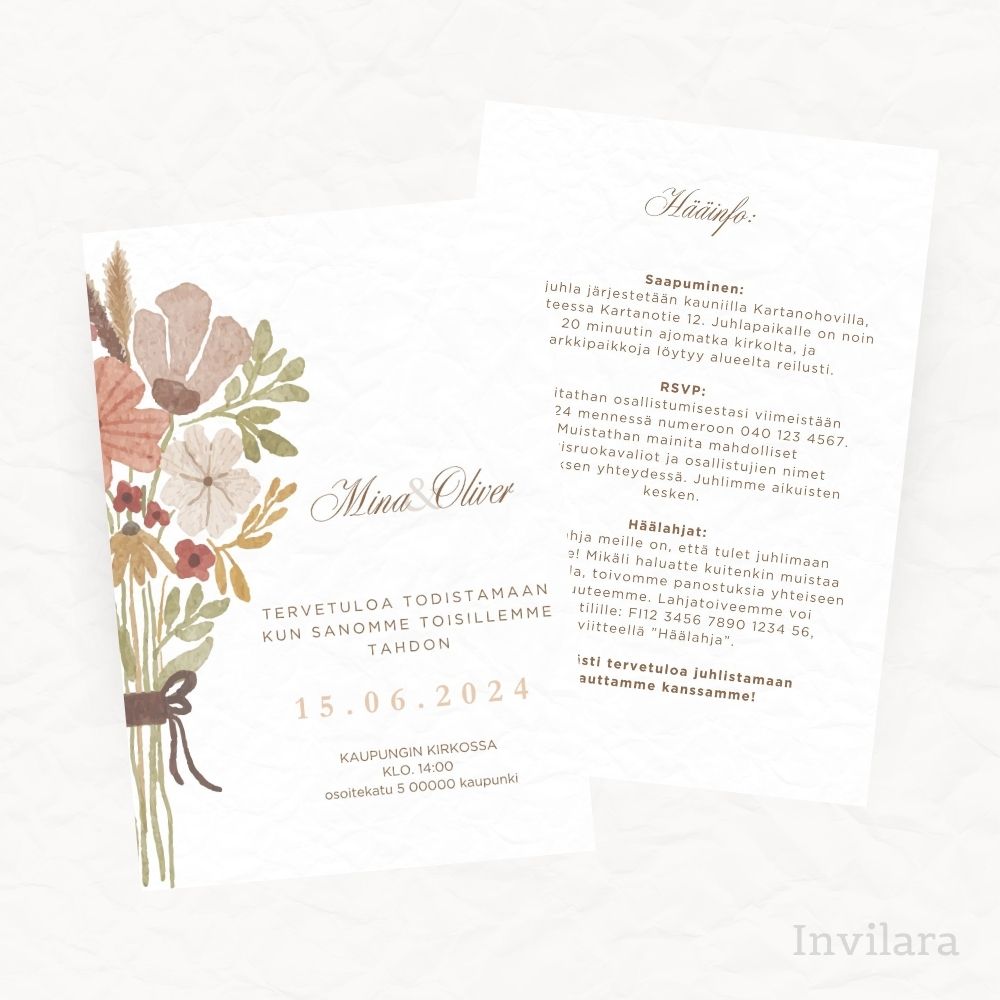 Muokattava ja tulostettava tai digitaalinen hääkutsu