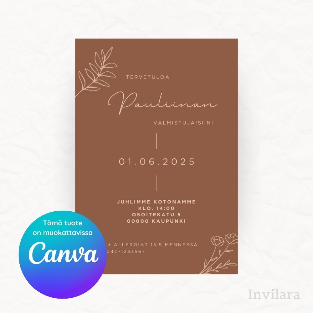 muokattava ja tulostettava tai digitaalinen valmistujaiskutsu