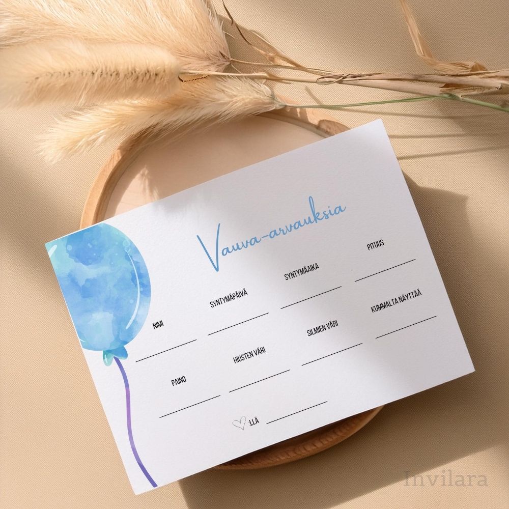 Tekemistä babyshowereille vauvakutsuille, vauva arvauksia, arvaa tulevan vauvan paino pituus nimi ja paljon muuta