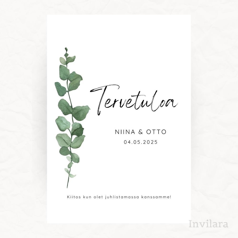 Helposti muokattava ja tulostettava häiden tervetuloa kyltti