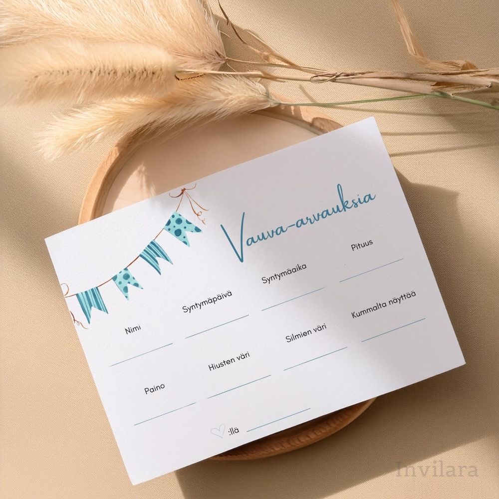 vauva arvaukset tehtäväkortti, arvaa vauvan paino pituus nimi ja paljon muuta