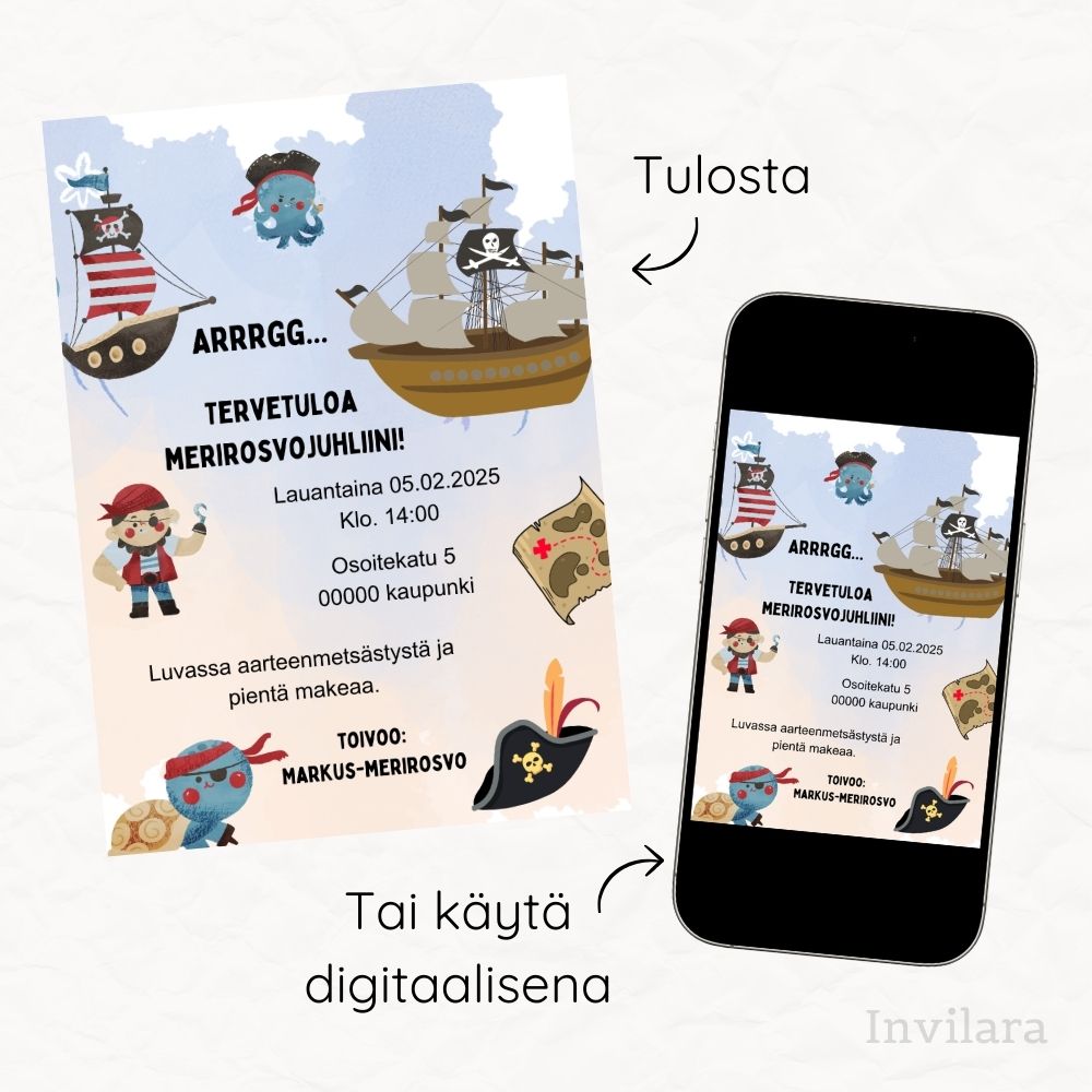 Lasten muokattavat ja tulostettavat tai digitaaliset syntymäpäiväkutsut