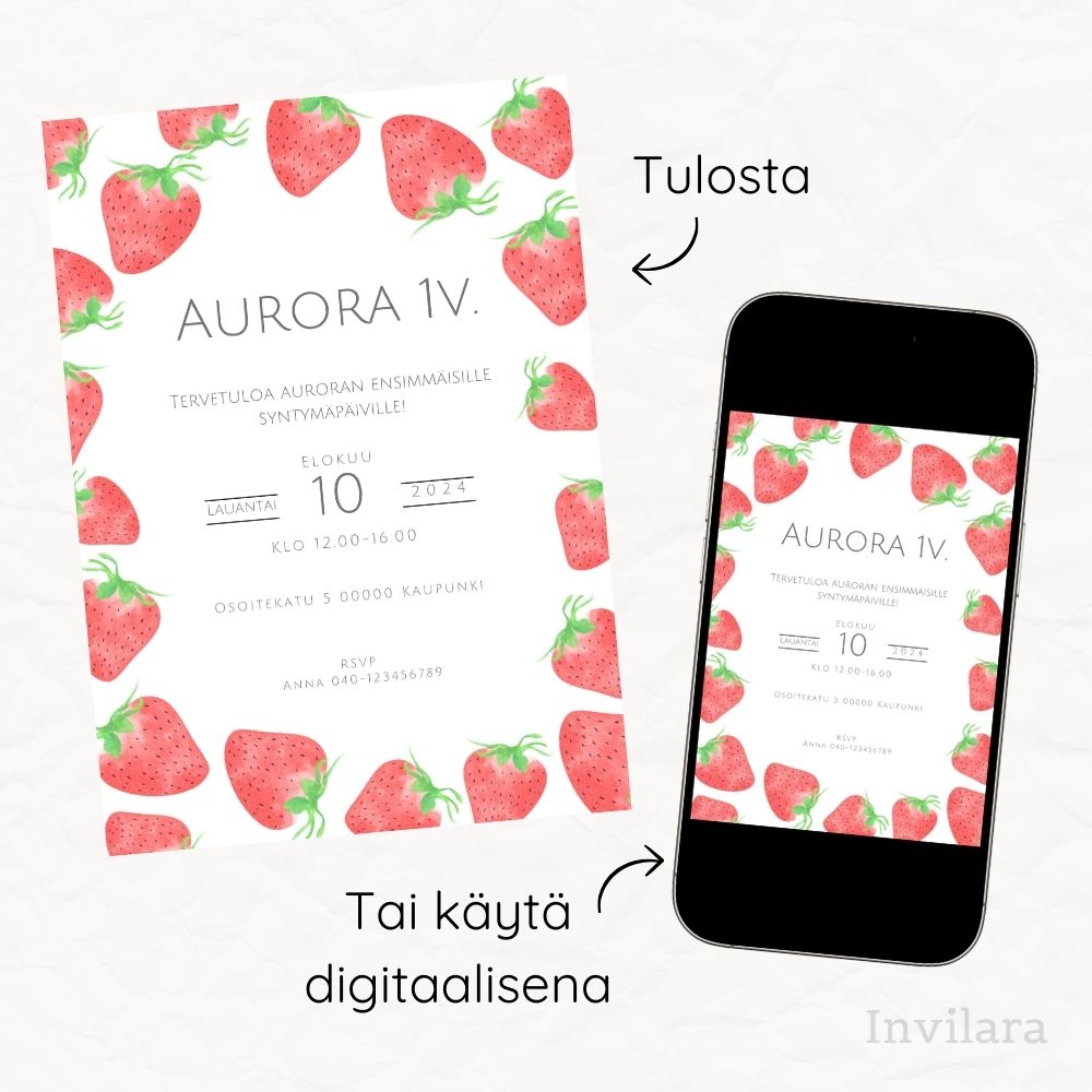 Lasten muokattavat ja tulostettavat tai digitaaliset syntymäpäiväkutsut