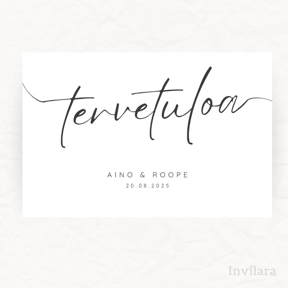 Helposti muokattava ja tulostettava häiden tervetuloa kyltti