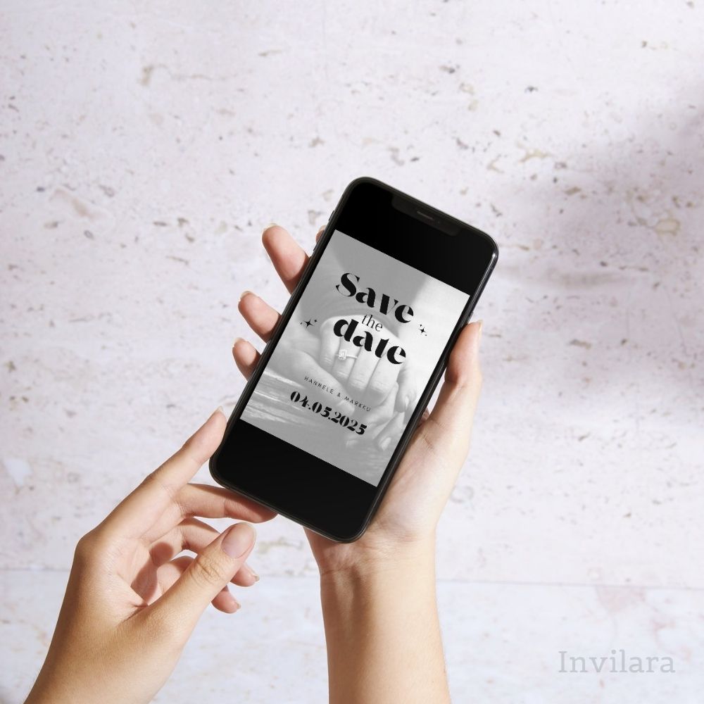 Muokattava ja tulostettava tai digitaalinen save the date kutsu ennen häitä