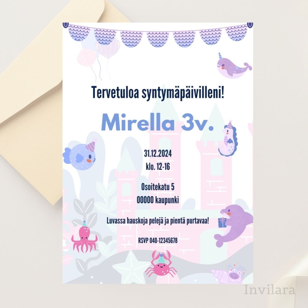 Lasten muokattavat ja tulostettavat tai digitaaliset syntymäpäiväkutsut