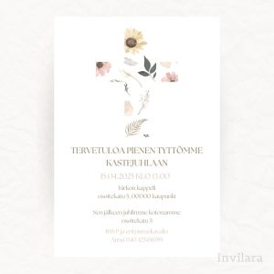 Muokattavat ja tulostettavat tai digitaaliset ristiäiskutsut ja nimiäiskutsut, ristiäiset nimiäiset