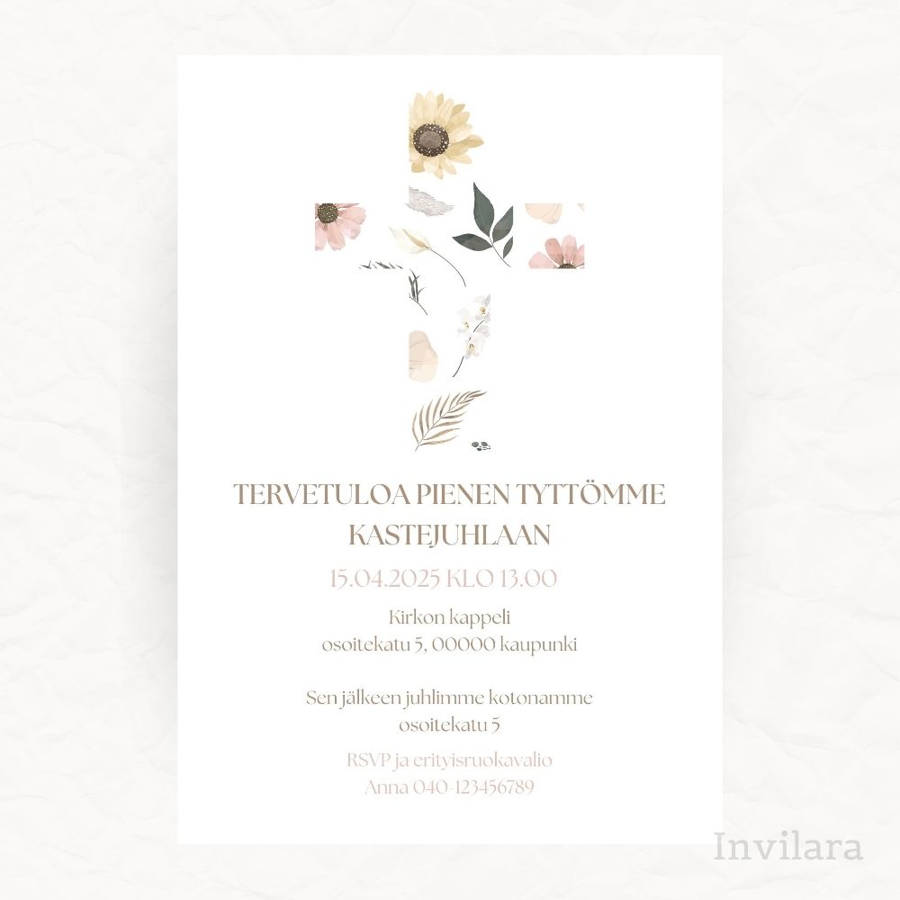 Muokattavat ja tulostettavat tai digitaaliset ristiäiskutsut ja nimiäiskutsut, ristiäiset nimiäiset