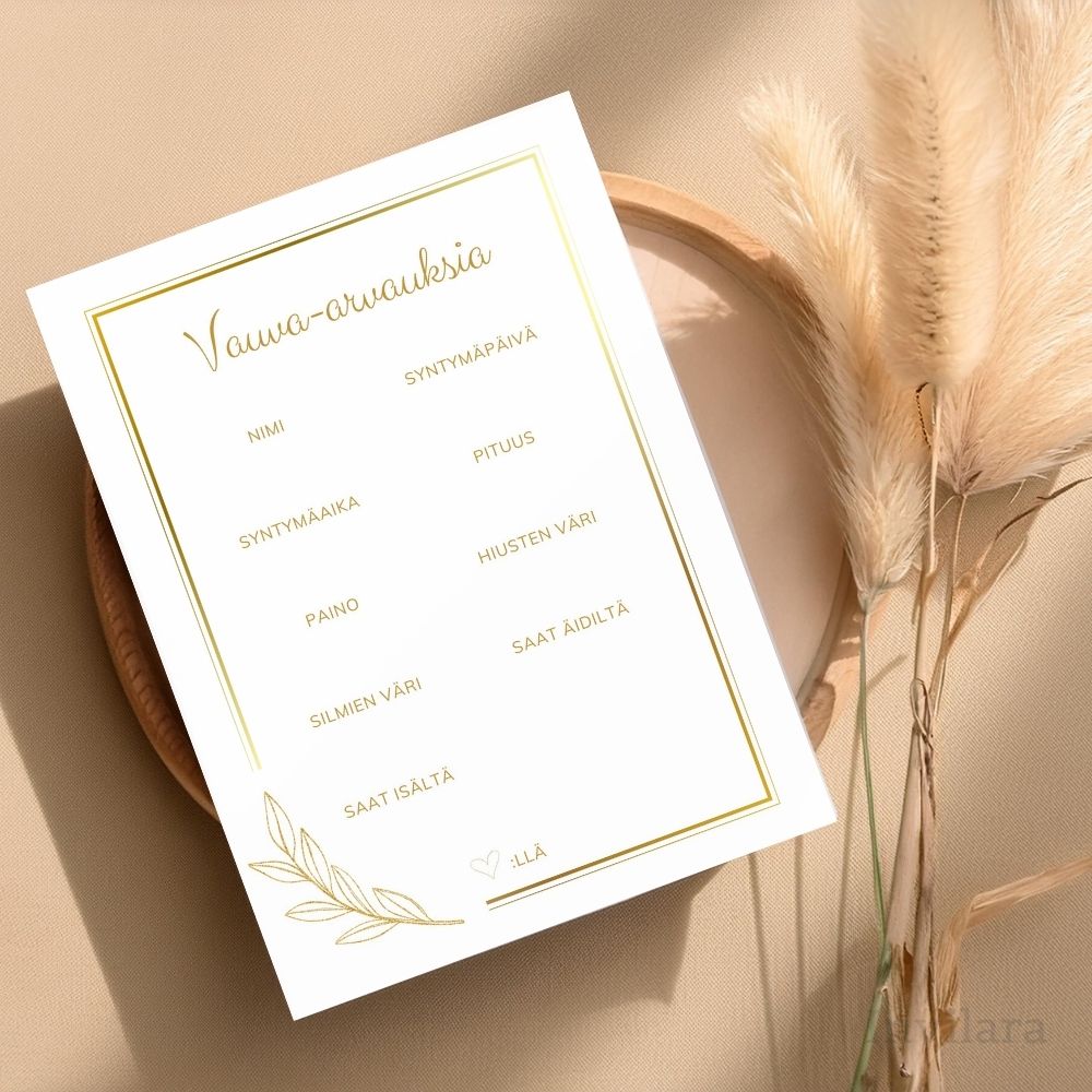 vauva arvaukset tehtäväkortti, arvaa vauvan paino pituus nimi ja paljon muuta