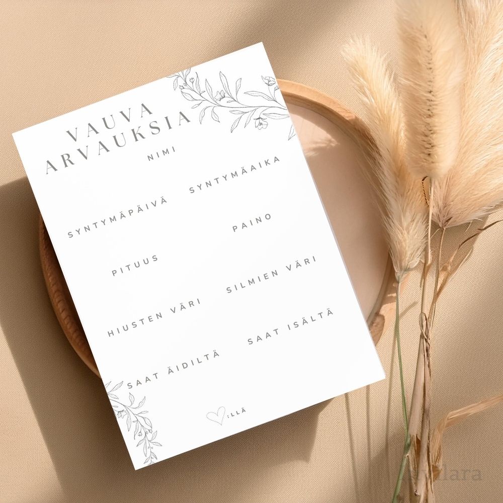 Tekemistä babyshowereille vauvakutsuille, vauva arvauksia, arvaa tulevan vauvan paino pituus nimi ja paljon muuta