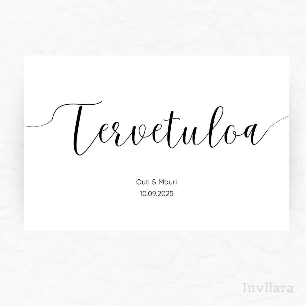 Helposti muokattava ja tulostettava häiden tervetuloa kyltti