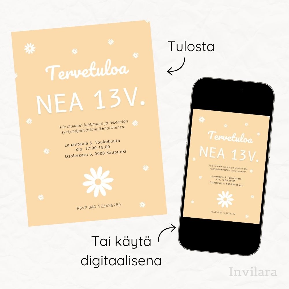 Lasten muokattavat ja tulostettavat tai digitaaliset syntymäpäiväkutsut