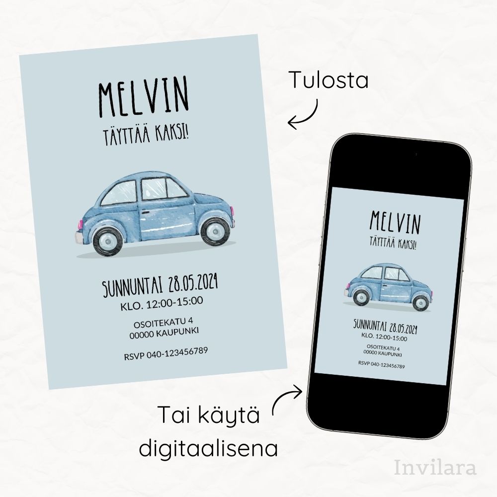 Lasten muokattavat ja tulostettavat tai digitaaliset syntymäpäiväkutsut