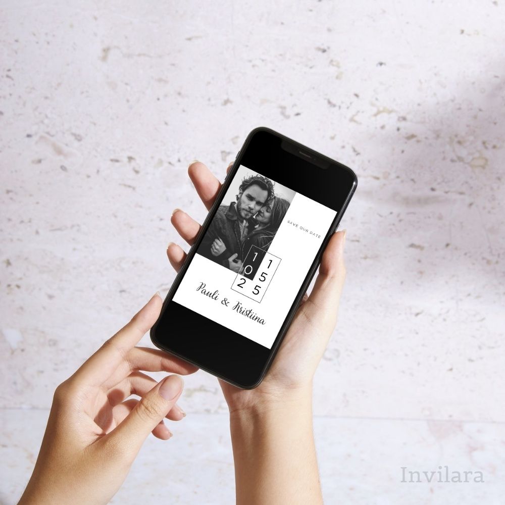 Muokattava ja tulostettava tai digitaalinen save the date kutsu ennen häitä