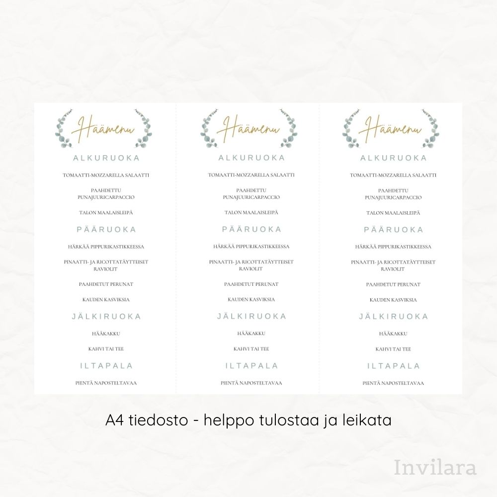 Muokattavat ja tulostettavat häiden paperituotteet nopeasti, helposti ja edullisesti