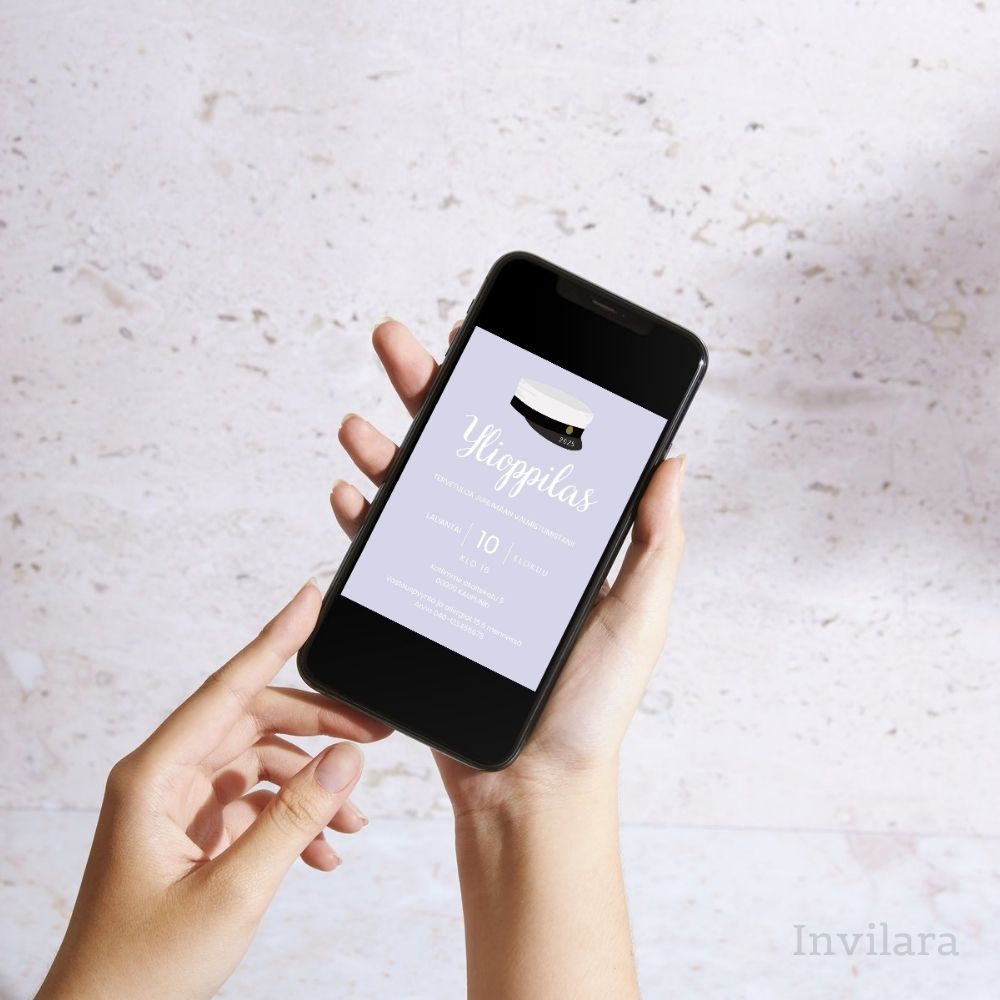 Muokattava ja tulostettava tai digitaalinen valmistujaiskutsu netistä