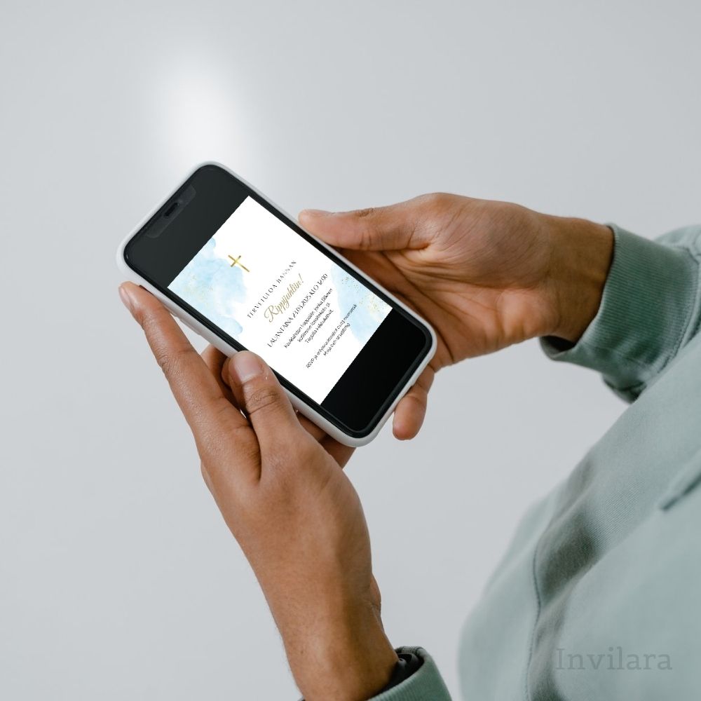 Digitaalinen muokattava rippijuhla kutsukortti, rippikutsu