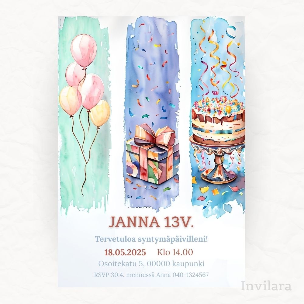 Lasten muokattavat ja tulostettavat tai digitaaliset syntymäpäiväkutsut