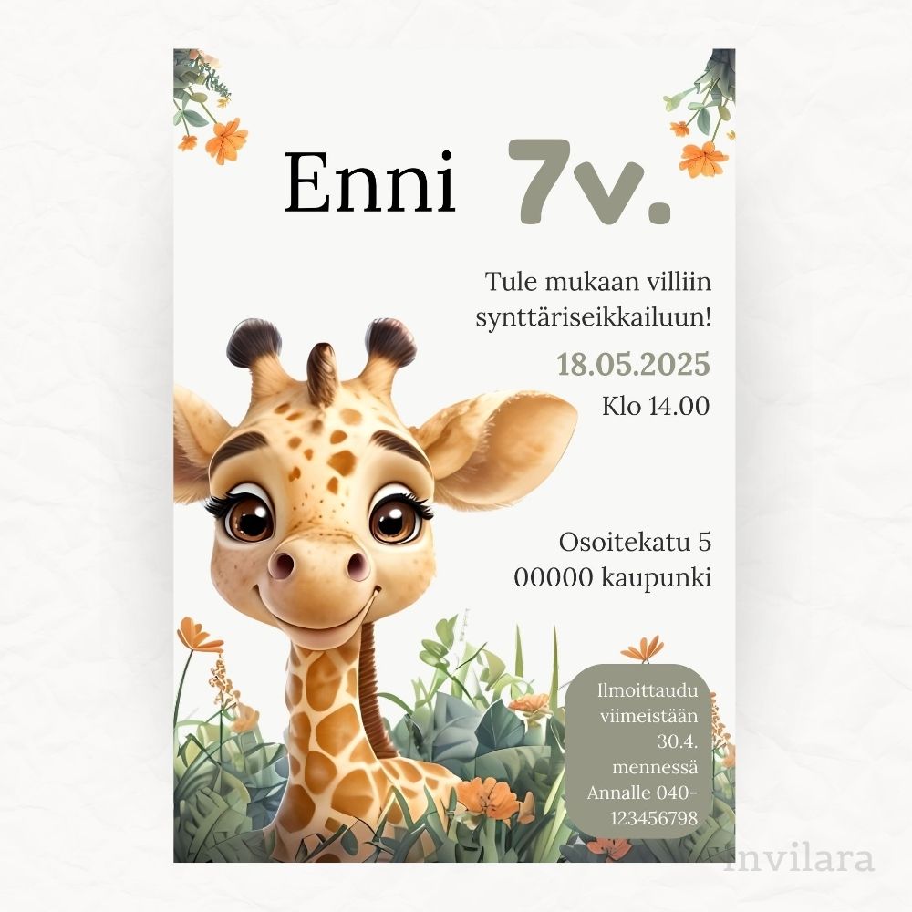 Lasten muokattavat ja tulostettavat tai digitaaliset syntymäpäiväkutsut