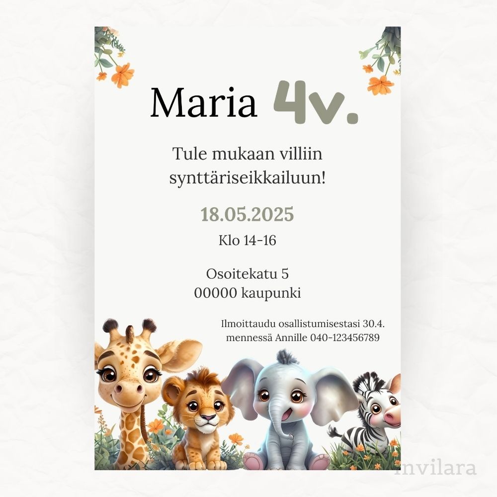 Lasten muokattavat ja tulostettavat tai digitaaliset syntymäpäiväkutsut