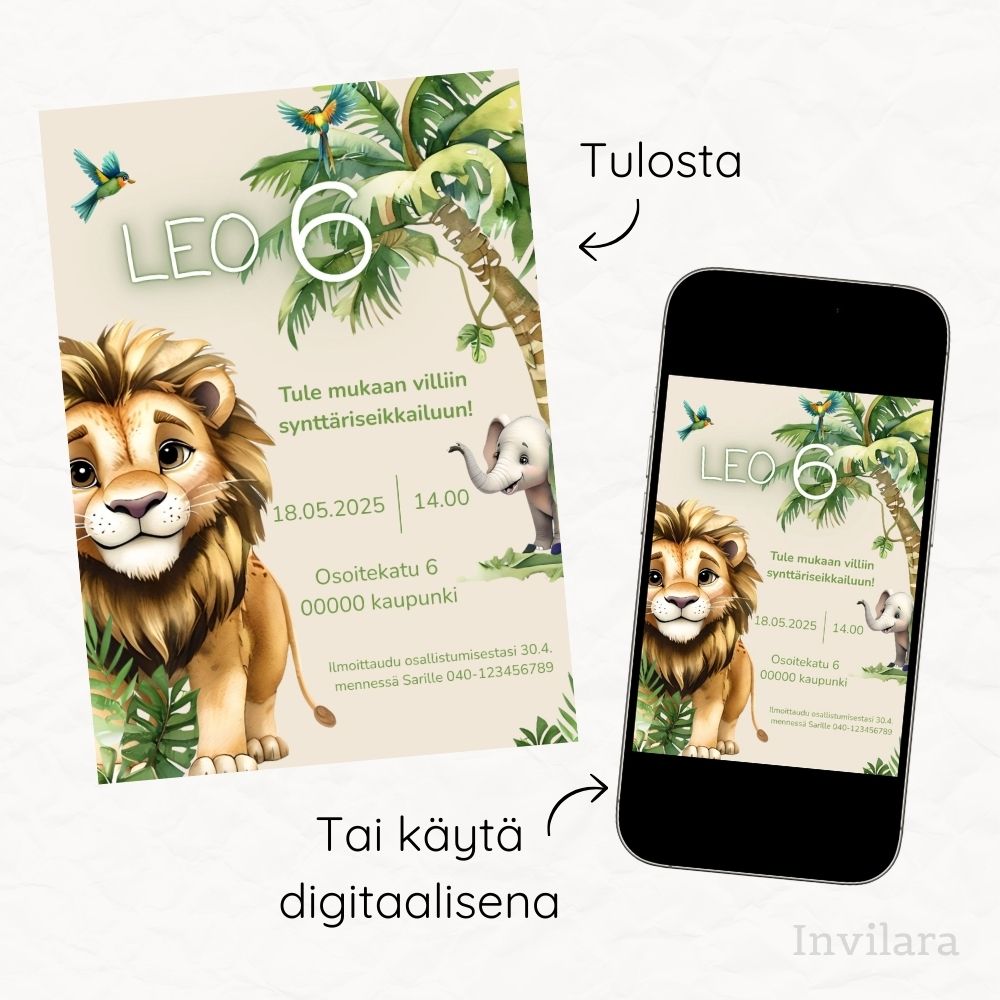 Lasten muokattavat ja tulostettavat tai digitaaliset syntymäpäiväkutsut
