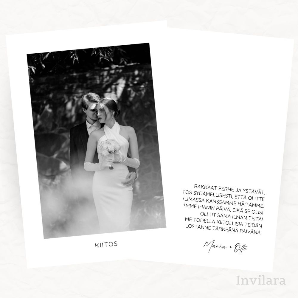 Häät kiitoskortti, häiden kiitoskortti muokattava ja tulostettava