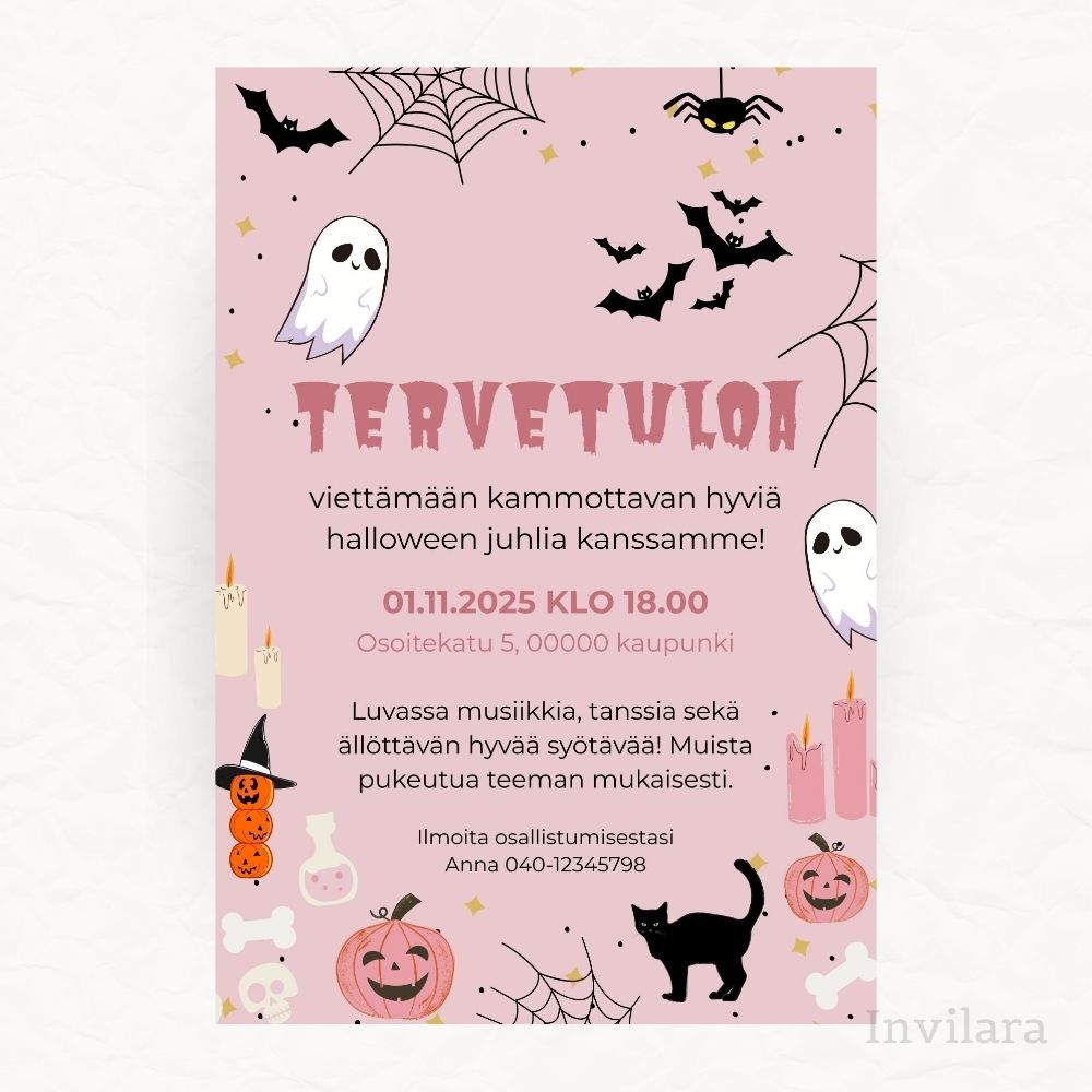 Digitaalinen tai tulostettava halloweenkutsu
