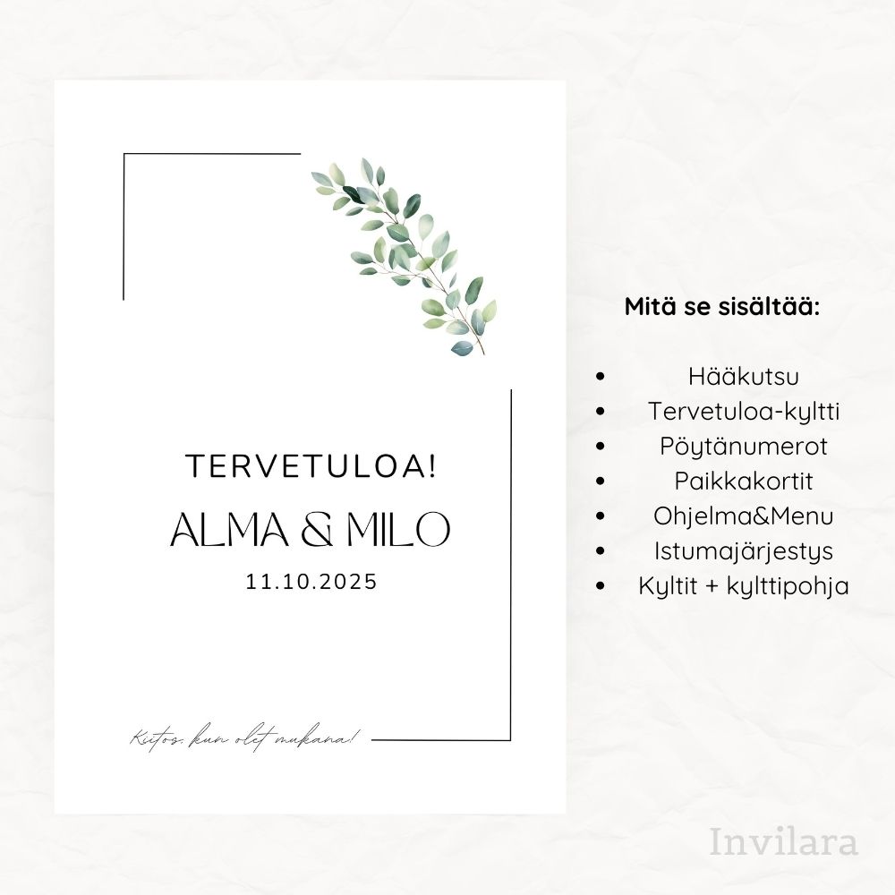 Häiden tulostettavat paperituotteet eukalyptus