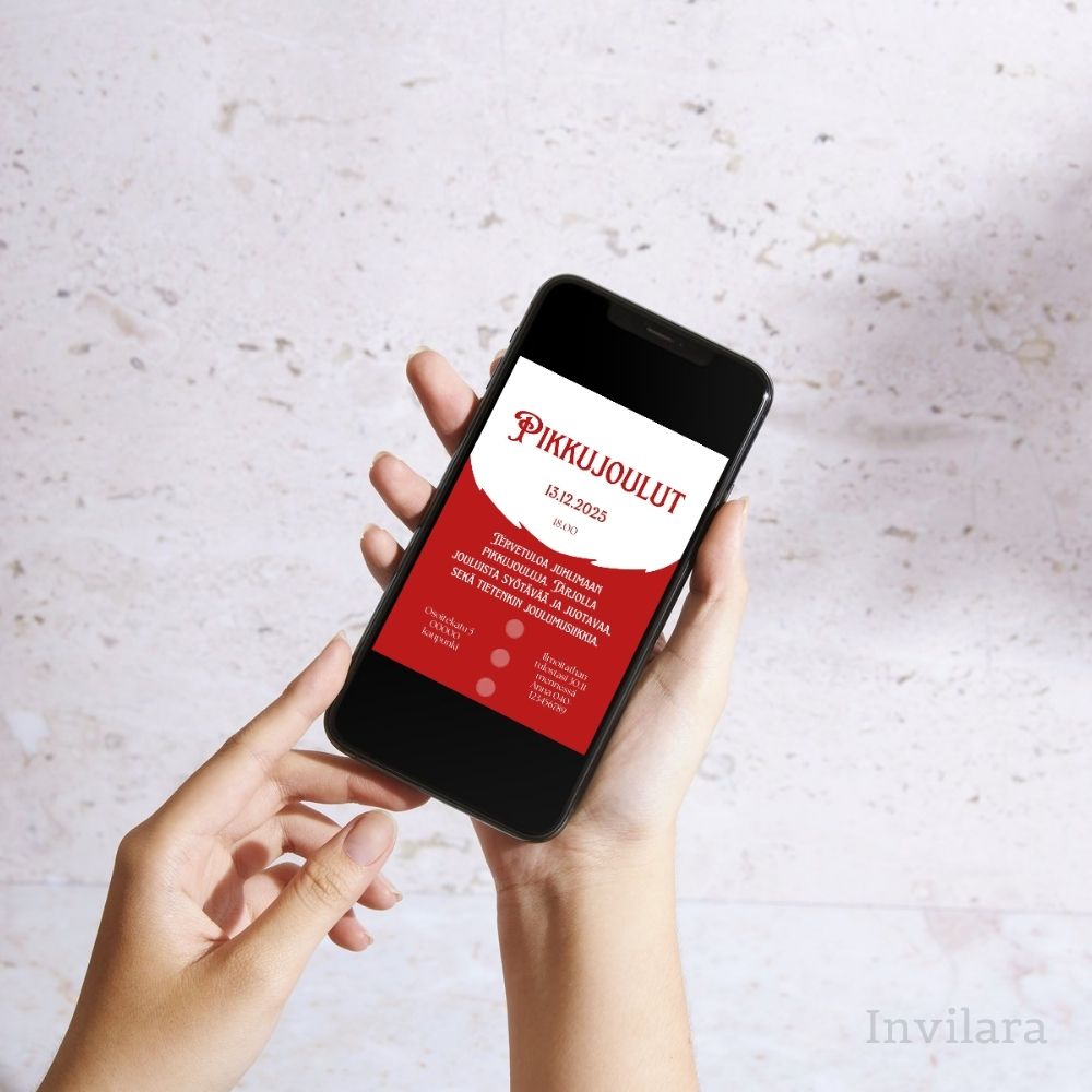 Digitaalinen ja muokattava joulujuhlakutsu tai pikkujoulukutsu
