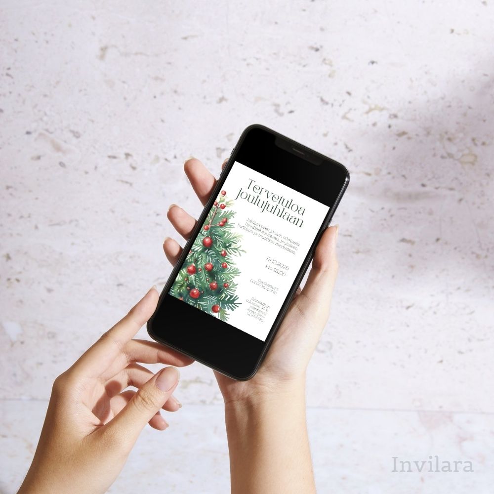 Digitaalinen ja muokattava joulujuhlakutsu tai pikkujoulukutsu