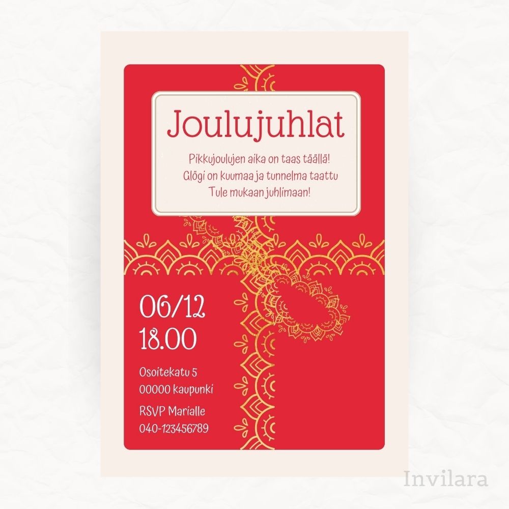 Digitaalinen ja muokattava joulujuhlakutsu tai pikkujoulukutsu