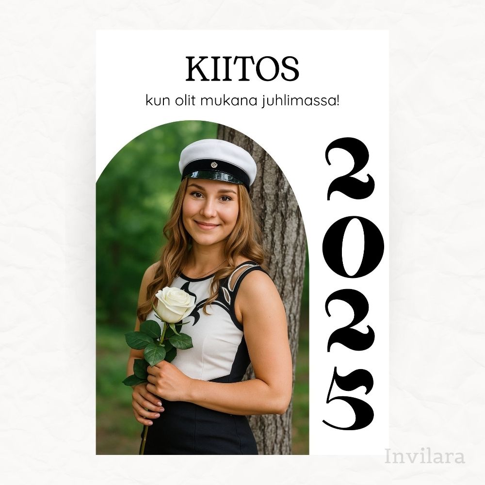 Digitaalinen valmistujaisten kiitoskortti