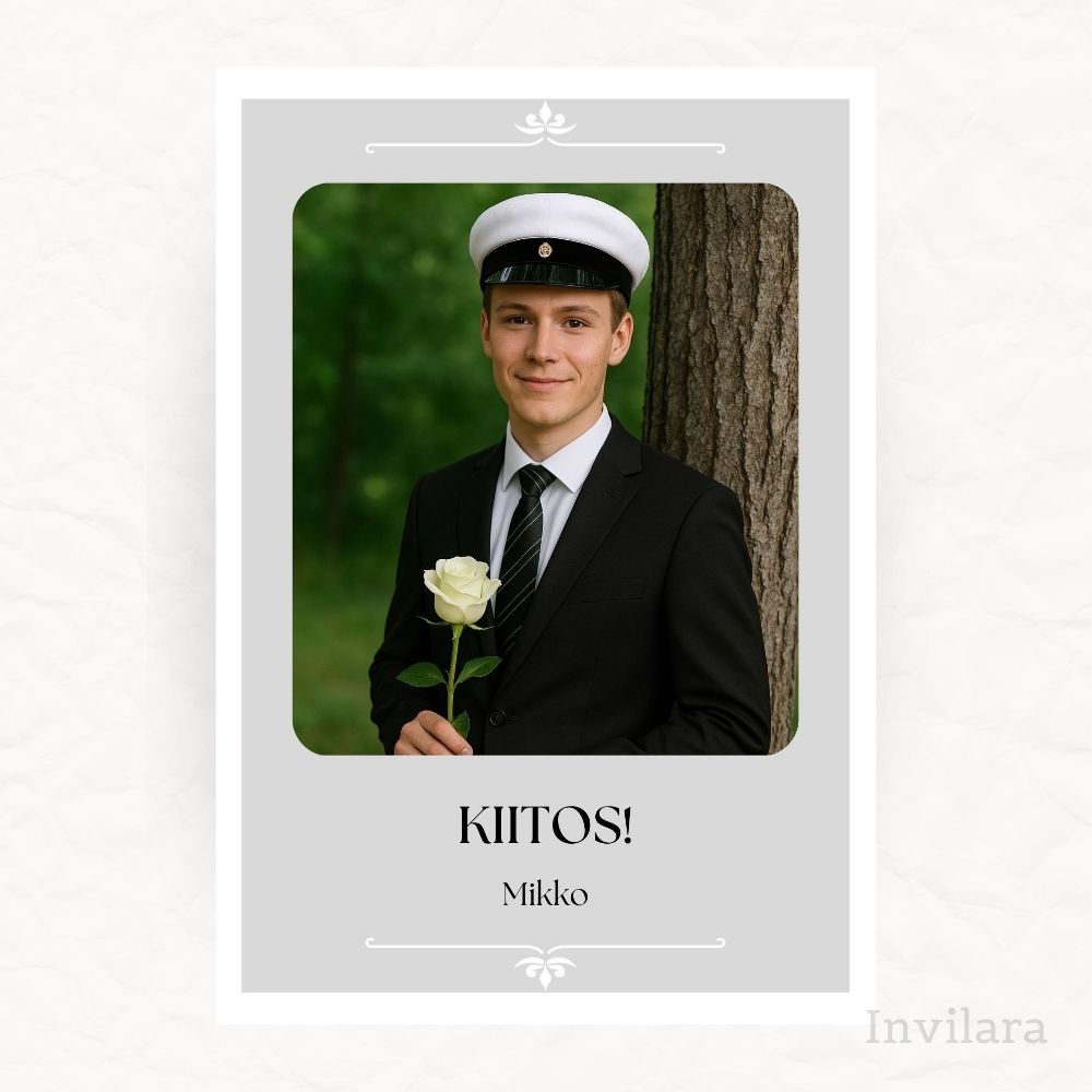 Digitaalinen valmistujaisten kiitoskortti